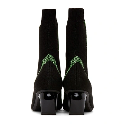 Shop Misbhv Black And Green Knit Ankle Boots In Black/green