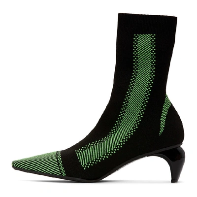 Shop Misbhv Black And Green Knit Ankle Boots In Black/green