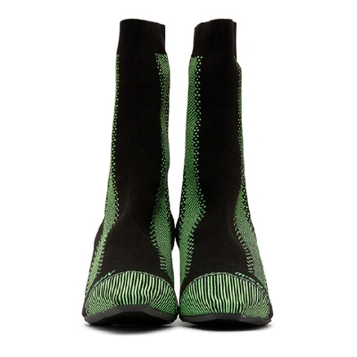 Shop Misbhv Black And Green Knit Ankle Boots In Black/green