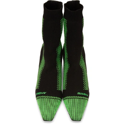 Shop Misbhv Black And Green Knit Ankle Boots In Black/green