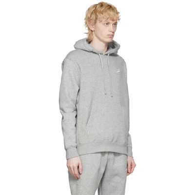 Shop Nike Grey Club Pullover Hoodie In 063 Dk Grey