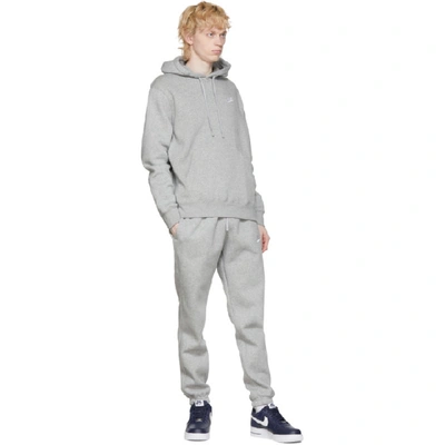 Shop Nike Grey Club Pullover Hoodie In 063 Dk Grey
