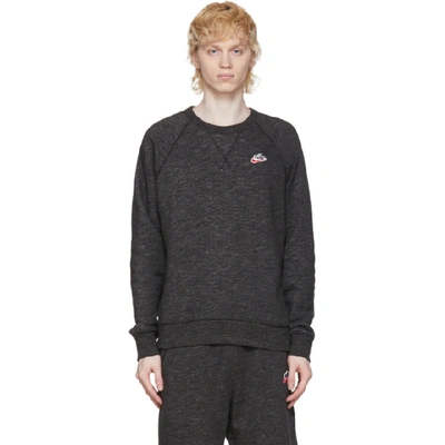 Shop Nike Black Heritage Crew Sweatshirt In 011 Black/h