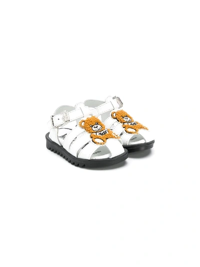 Shop Moschino Teddy Bear Sandals In White