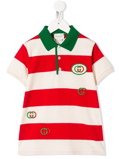 Shop Gucci Interlocking G Striped Polo Shirt In Red