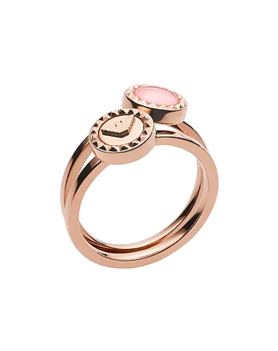 Shop Emporio Armani Rings In Copper