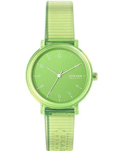 Shop Skagen Wrist Watch In Light Green
