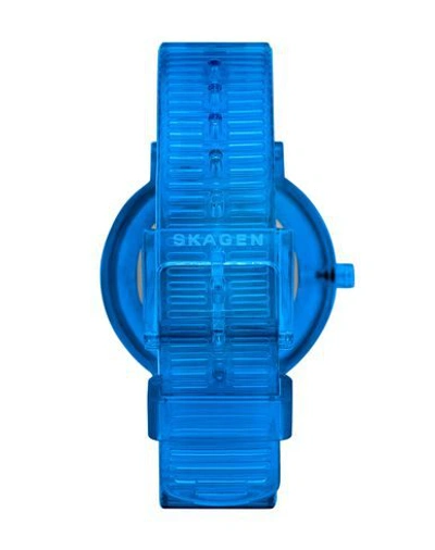 Shop Skagen Aaren Woman Wrist Watch Azure Size - Nylon, Polyurethane In Blue