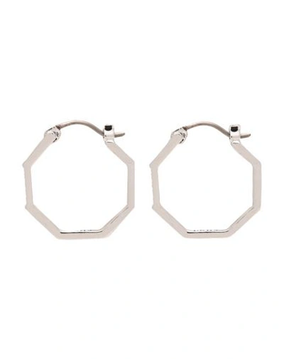 Shop Dkny Nyc Geometric Pave Hoop Woman Earrings Silver Size - Brass, Swarovski Crystal