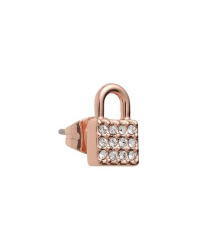 Shop Dkny Padlock Stud Woman Earrings Copper Size - Brass, Swarovski Crystal In Orange