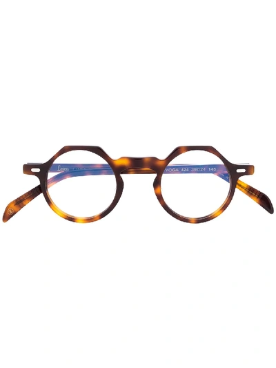 Shop Lesca Yoga Tortoiseshell Glasses In Brown