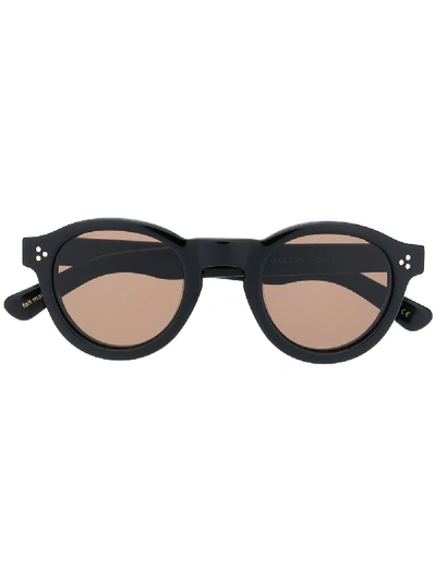 Shop Lesca Gaston Round Sunglasses In Black