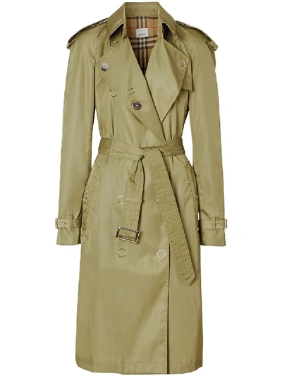 Shop Burberry Press-stud Detail Econyl® Trench Coat In Green