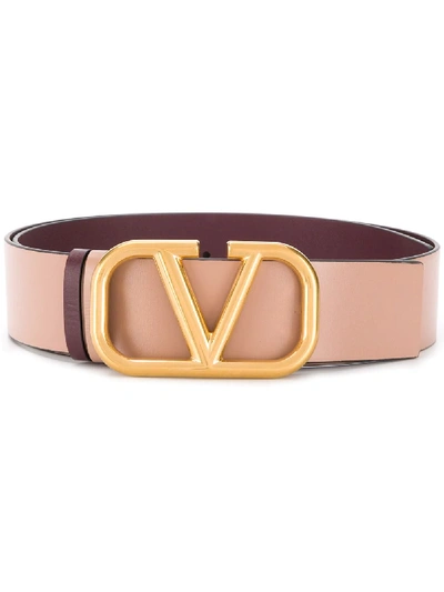Shop Valentino Vlogo Reversible Belt In Neutrals