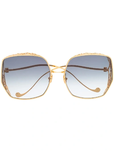 Shop Anna-karin Karlsson Square Framed Sunglasses In Gold