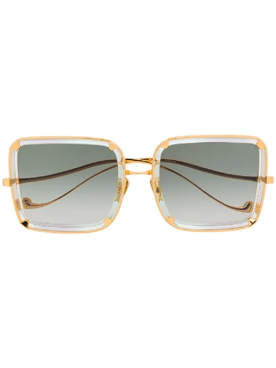 Shop Anna-karin Karlsson White Moon Square Framed Sunglasses In Gold