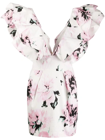 Shop Alexandre Vauthier Floral Print Mini Dress In Pink