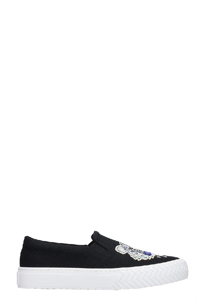 Shop Kenzo K-skate Tiger Sneakers In Black Canvas In Noir