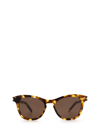 Shop Saint Laurent Sl356 Havana Sunglasses In 4