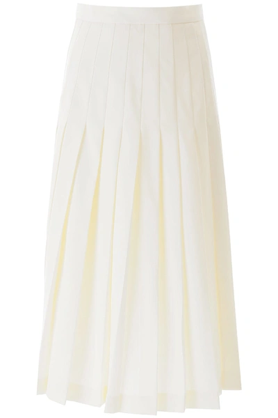 Shop Alessandra Rich Pleated Midi Skirt In White (white)