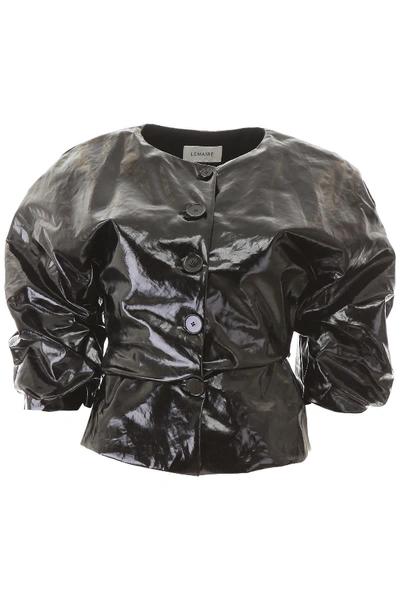 Shop Lemaire Vinyl Short Jacket In Black (black)