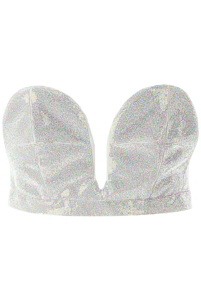 Shop Marco De Vincenzo Corset With Micro Crystals In Aurora Borealis (grey)