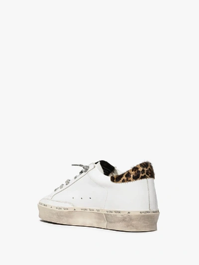 Shop Golden Goose Hi Star Leopard Trim Leather Sneakers In White
