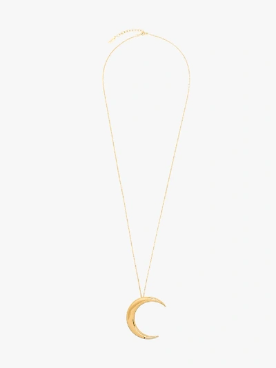 Shop Saint Laurent Gold Tone Crescent Moon Necklace