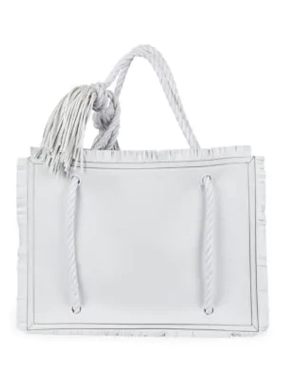 Shop Valentino Garavani Large The Rope Leather Tote In White