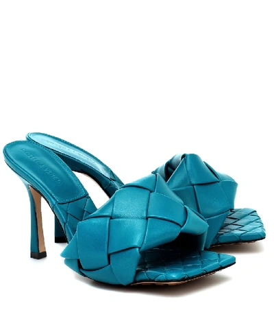Shop Bottega Veneta Lido Leather Sandals In Blue