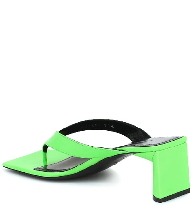 Shop Balenciaga Double Square Leather Thong Sandals In Green
