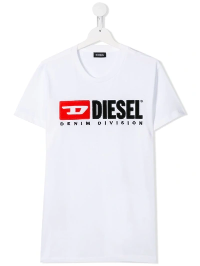 Shop Diesel Teen Tjustdivision T-shirt In White