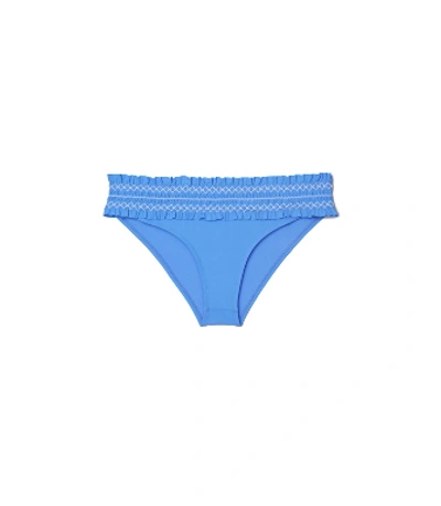 Shop Tory Burch Costa Hipster Bikini Bottom In Blue Dusk/white