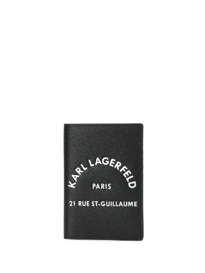 Shop Karl Lagerfeld Logo Print Passport Holder In Black