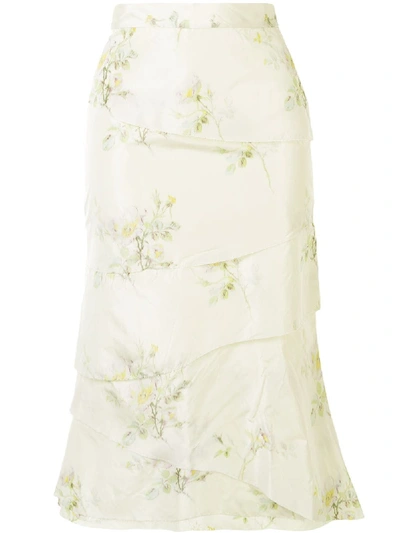 Shop Brock Collection Tiered Floral Skirt In Yellow