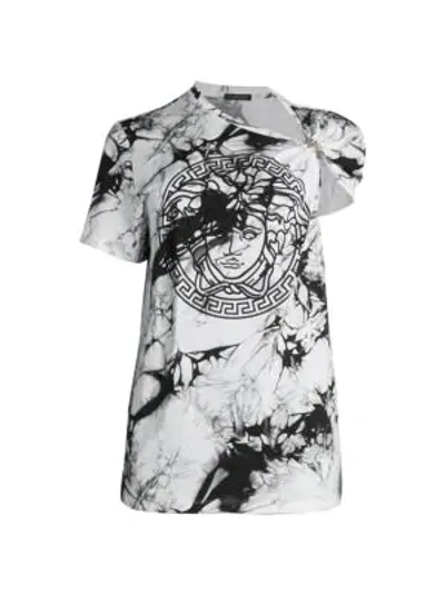 Shop Versace Tie-dye Medusa Cinch T-shirt In White Black