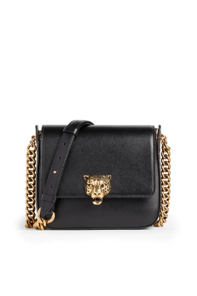 Shop Roberto Cavalli Leopard Head Shoulder Bag In Black
