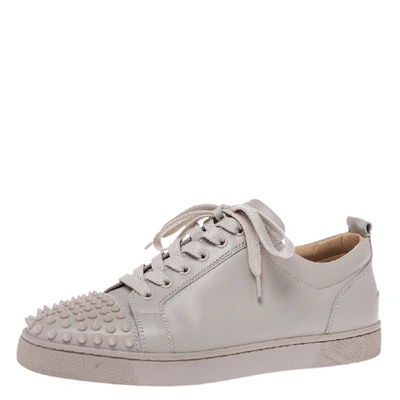 Pre-owned Christian Louboutin Off-white Leather Vieira Spiked Orlato Low Top Sneakers Size 42