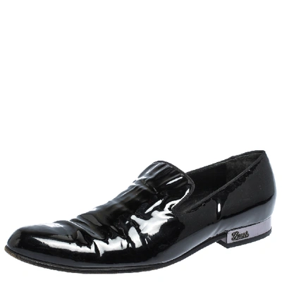 Pre-owned Gucci Black Patent Leather Smoking Slippers Size 42