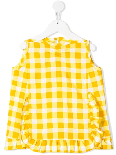 Shop Touriste Gingham-pattern Tunic Top In Yellow