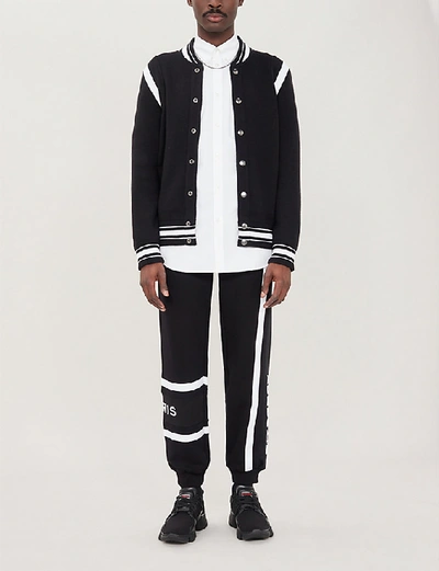 Shop Givenchy Logo-embroidered Cotton-jersey Tracksuit Bottoms In Black%2fwhite