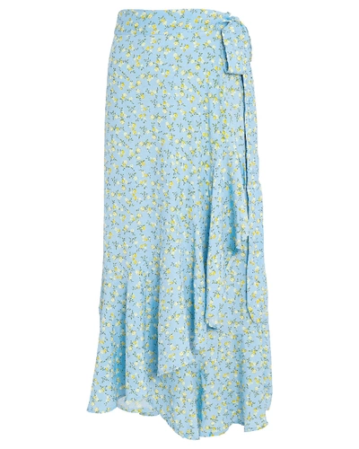 Shop Faithfull The Brand Aubrie Floral Wrap Skirt In Light Blue