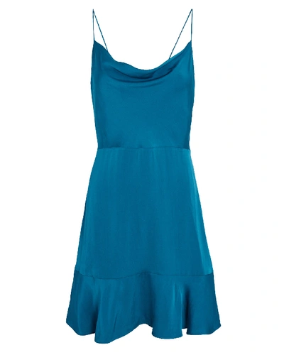 Shop Intermix Parker Silk Mini Dress In Blue-med
