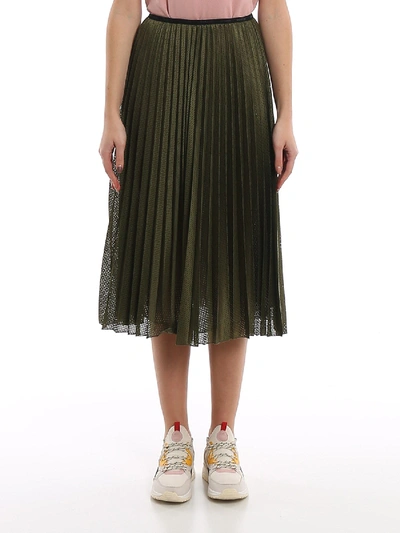 Shop Moncler Pleated Skirt In Green