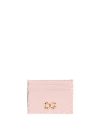 Shop Dolce & Gabbana Baroque Logo Card Holder In Pink