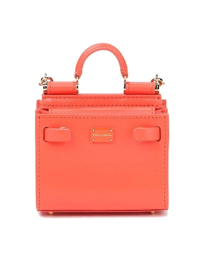 Shop Dolce & Gabbana Sicily 62 Micro Bag In Coral Color In Orange