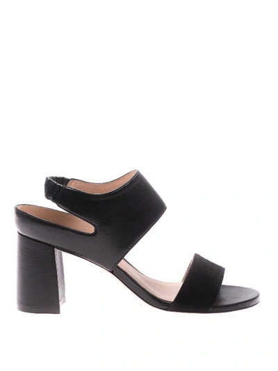 Shop Stuart Weitzman Erica Suede And Leather Sandals In Black