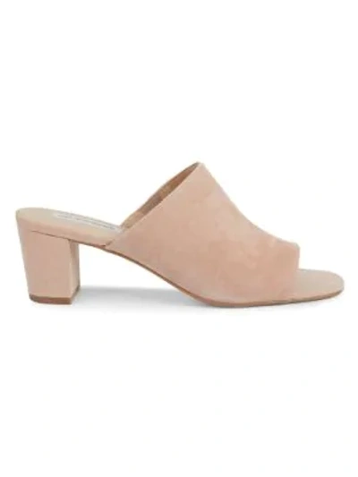 Shop Saks Fifth Avenue Mary Suede Block Heel Mule Sandals In Cameo Rose