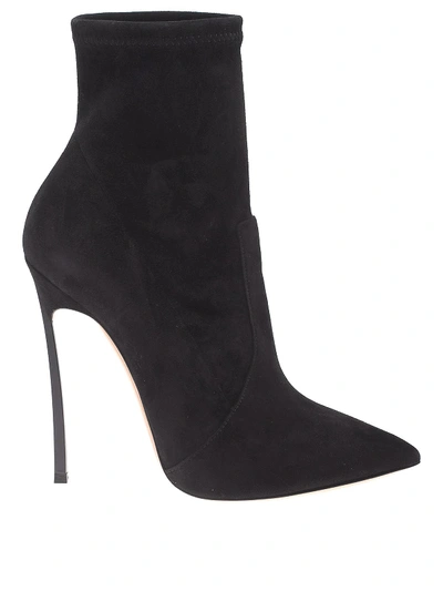 Shop Casadei Blade Stretch Suede Ankle Boots In Black