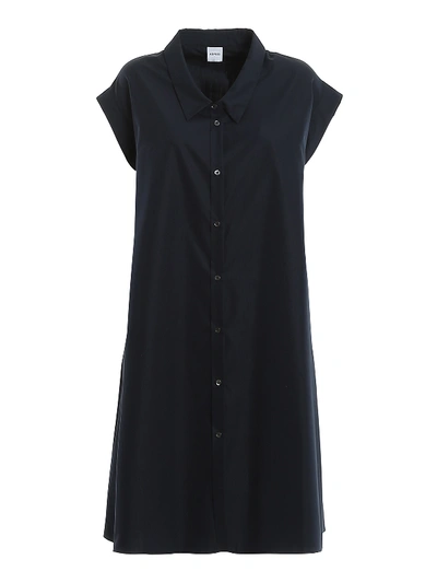 Shop Aspesi Poplin Shirt Dress In Dark Blue